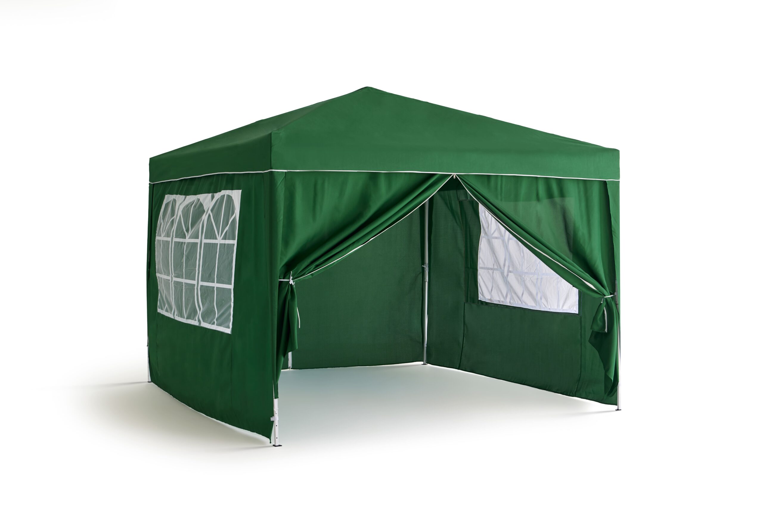 Carpa Deluxe verde con laterales silueteada.