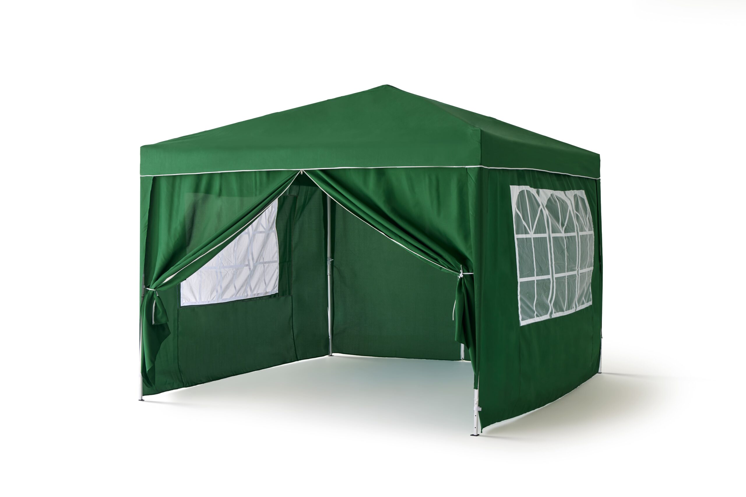 Detalle anclaje cuerdas Carpa Deluxe verde.